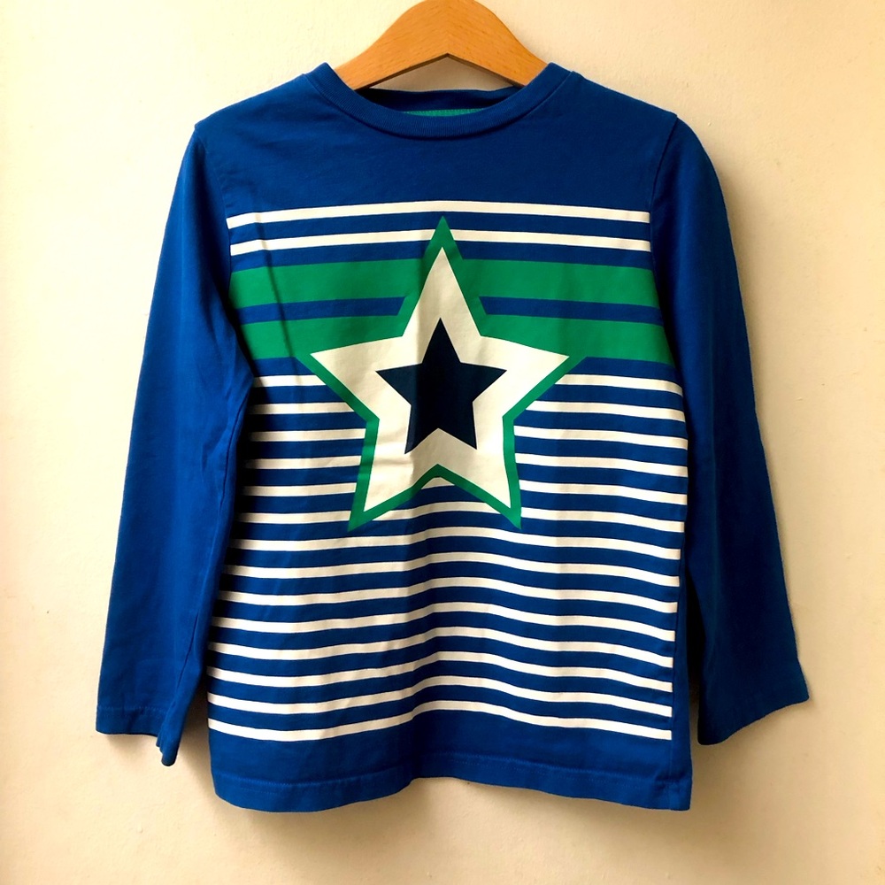 Mini Boden Star Long Sleeve Tee | Blue Green
